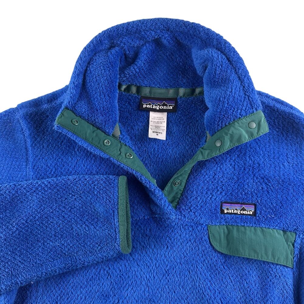Patagonia Women’s M Medium Re Tool T- Snap Pullover Fleece Jacket Polartec Blue